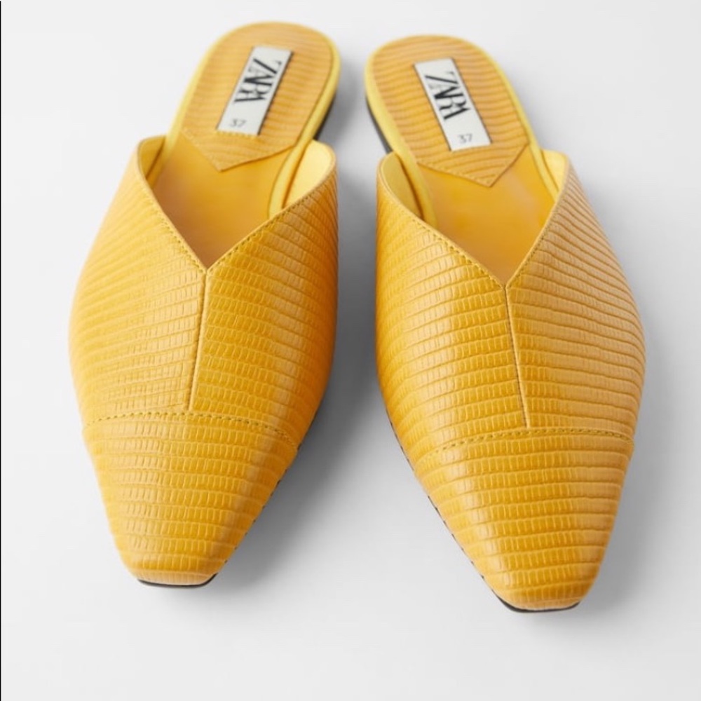 Zara embossed yellow mules 38